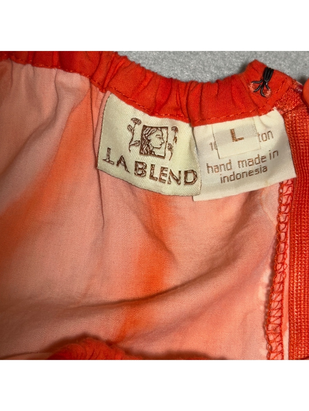 Vintage LA Blend Handmade 100% Cotton Orange Ombre Paisley Midi Skirt SizeL - Picture 3 of 5